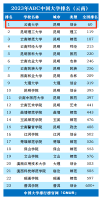 云南的大学排名(云南各大学的排名及分数线)插图